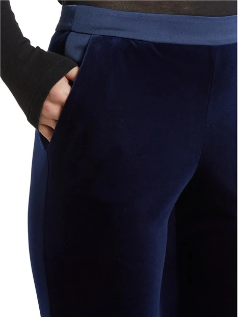 PANTALONI A SIGARETTA IN VELLUTO LISCIO MONOELASTICO DONNA BLU