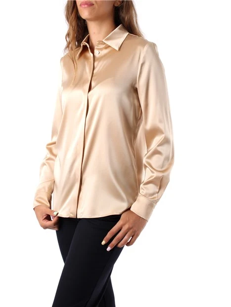 CAMICIA IN RASO DI SETA MONOELASTICA CON TRAMA DONNA BEIGE