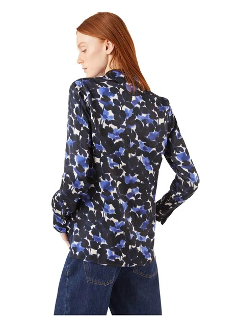 CAMICIA IN RASO DI VISCOSA STAMPATO DONNA BLU