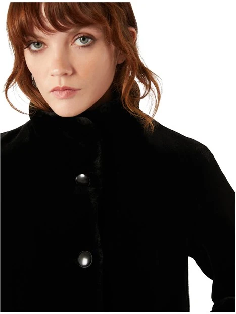 CAPPOTTO CORTO ECOPELLICCIA DONNA NERO