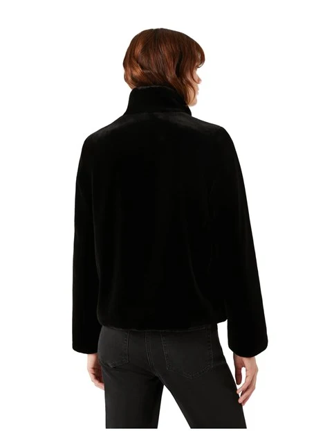 CAPPOTTO CORTO ECOPELLICCIA DONNA NERO