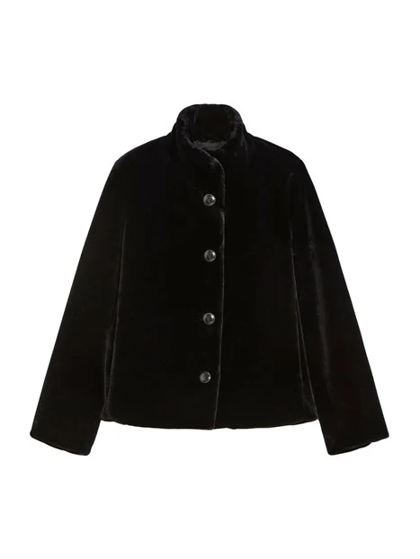 CAPPOTTO CORTO ECOPELLICCIA DONNA NERO