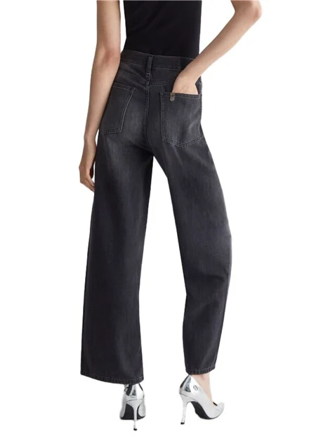 JEANS PALAZZO EFFETTO LAVATO DONNA NERO