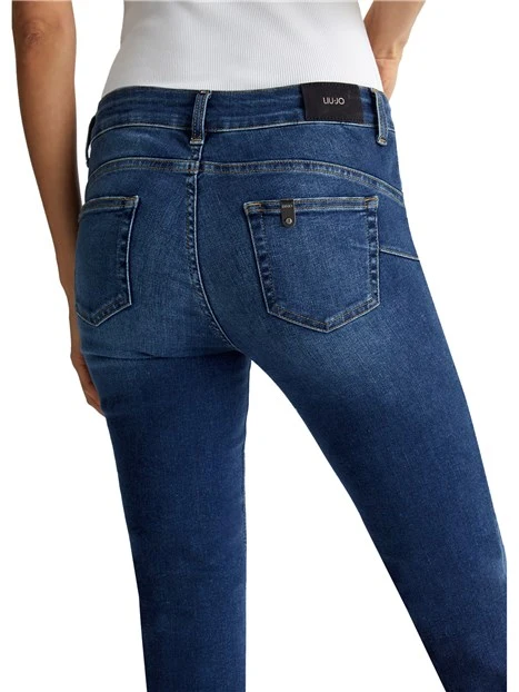 JEANS CROPPED EFFETTO LAVATO DONNA BLU