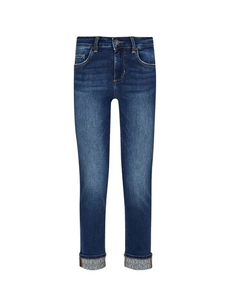 JEANS CROPPED EFFETTO LAVATO DONNA BLU