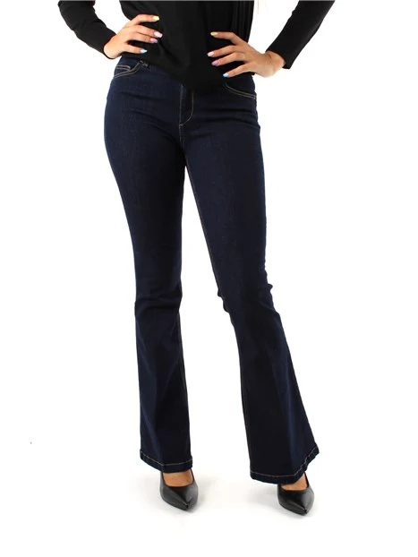 JEANS A ZAMPA EFFETTO LAVATO IN DENIM MISTO COTONE DONNA BLU