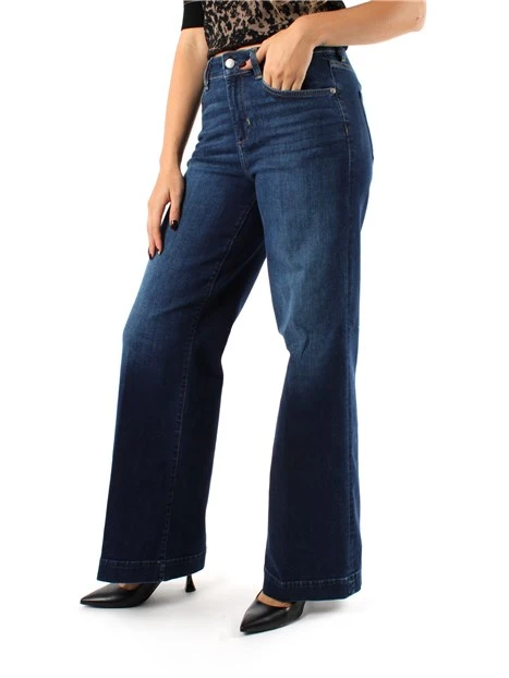 JEANS A ZAMPA IN DENIM DI COTONE ELASTICO DONNA BLU