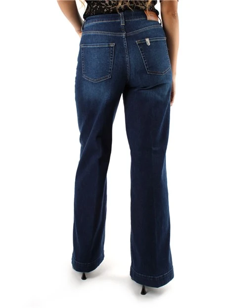 JEANS A ZAMPA IN DENIM DI COTONE ELASTICO DONNA BLU