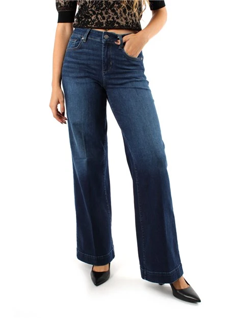 JEANS A ZAMPA IN DENIM DI COTONE ELASTICO DONNA BLU