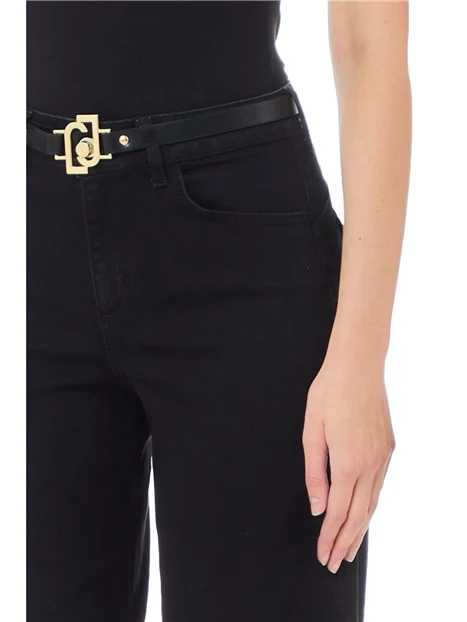 JEANS PALAZZO PIEGA STIRATA DONNA NERO