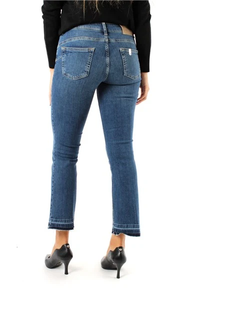 JEANS CROPPED IN COTONE PIEGA STIRATA DONNA BLU