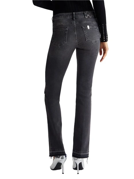 JEANS A ZAMPA CON LOGO IN STRASS DONNA NERO