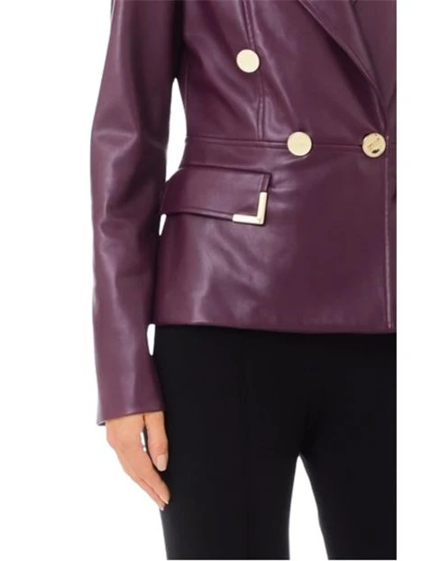 BLAZER CON INSERTI IN METALLO EFFETTO PELLE DONNA VIOLA