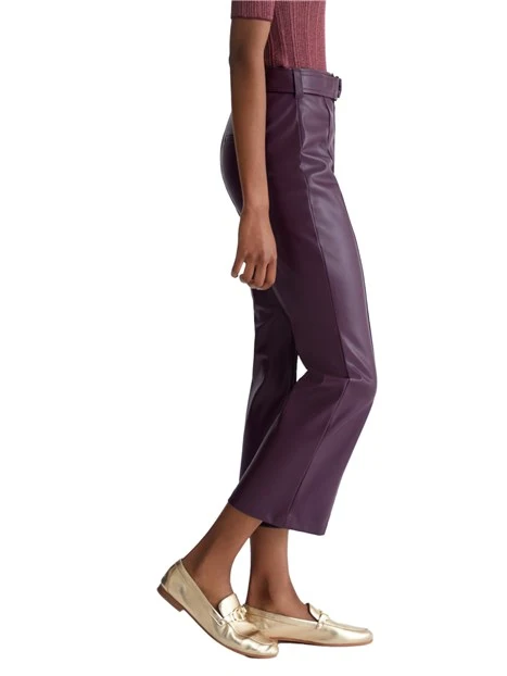 PANTALONI CROPPED A TROMBETTA IN ECOPELLE DONNA VIOLA