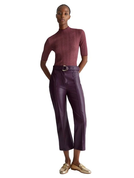 PANTALONI CROPPED A TROMBETTA IN ECOPELLE DONNA VIOLA