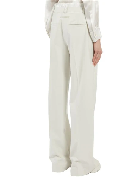 PANTALONI PALAZZO IN TELA BIELASTICA MISTO VISCOSA DONNA BIANCO