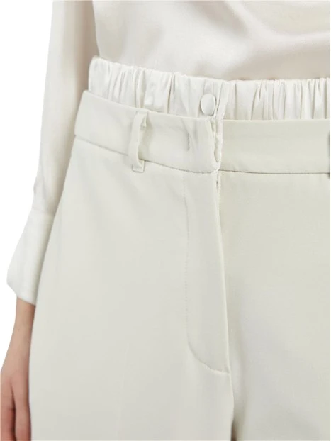 PANTALONI PALAZZO IN TELA BIELASTICA MISTO VISCOSA DONNA BIANCO