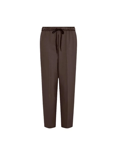 PANTALONI JOGGERS IN TELA BIELASTICA DONNA MARRONE