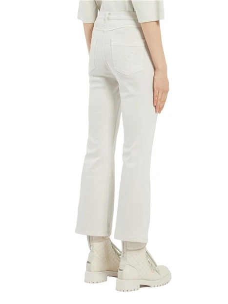 JEANS CROPPED A TROMBETTA MISTO COTONE ELASTICO DONNA BIANCO