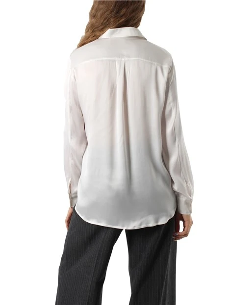 CAMICIA IN RASO MISTO SETA DONNA BIANCO