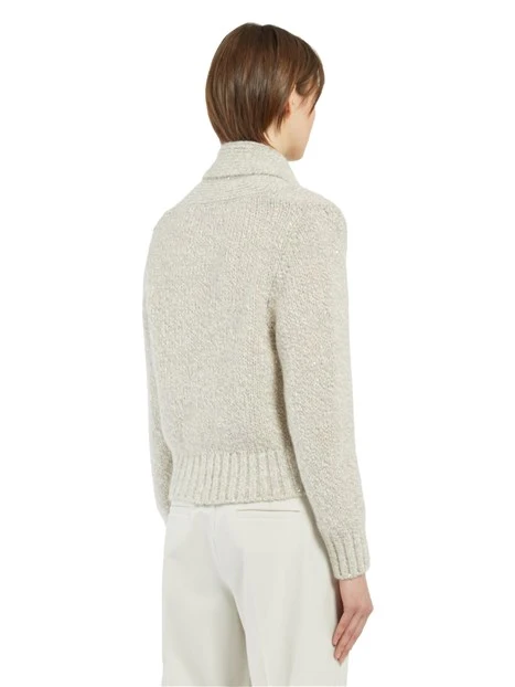 CARDIGAN IN FILATO DI MOHAIR CON PAILLETTES DONNA BIANCO