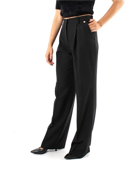 PANTALONI PALAZZO CON PIEGA STIRATA DONNA NERO