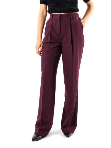 PANTALONI PALAZZO CON PIEGA STIRATA DONNA BORDEAUX