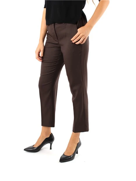 PANTALONI CROPPED IN NATTE' DI LANA VERGINE DONNA MARRONE