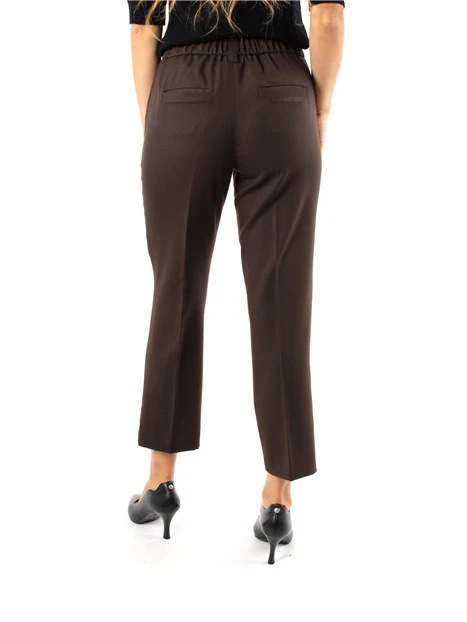 PANTALONI CROPPED IN NATTE' DI LANA VERGINE DONNA MARRONE