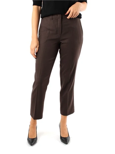 PANTALONI CROPPED IN NATTE' DI LANA VERGINE DONNA MARRONE