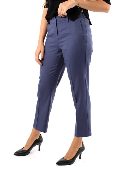 PANTALONI CROPPED IN NATTE' DI LANA VERGINE DONNA BLU