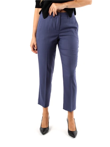 PANTALONI CROPPED IN NATTE' DI LANA VERGINE DONNA BLU