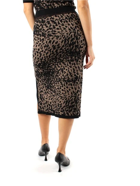 GONNA CON SPACCO CON MOTIVO ANIMALIER DONNA NERO