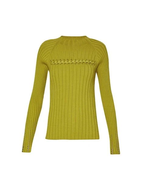 MAGLIA DOLCEVITA MOTIVO A TRECCIA CON BORCHIE DONNA VERDE