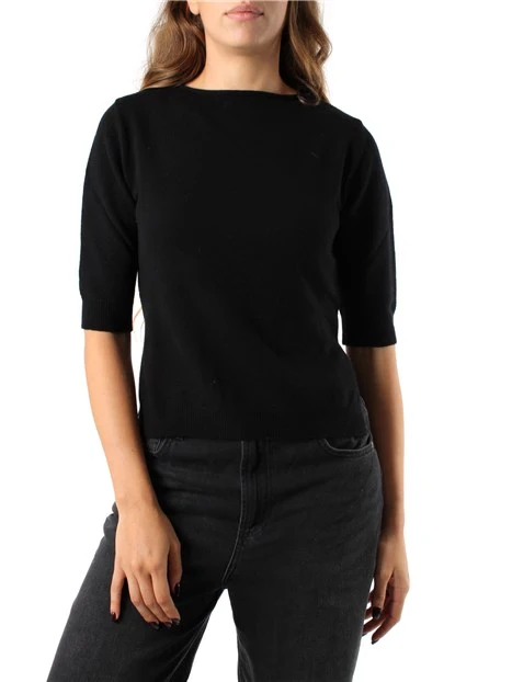 MAGLIA GIROCOLLO IN FILATO DI PURA LANA DONNA NERO