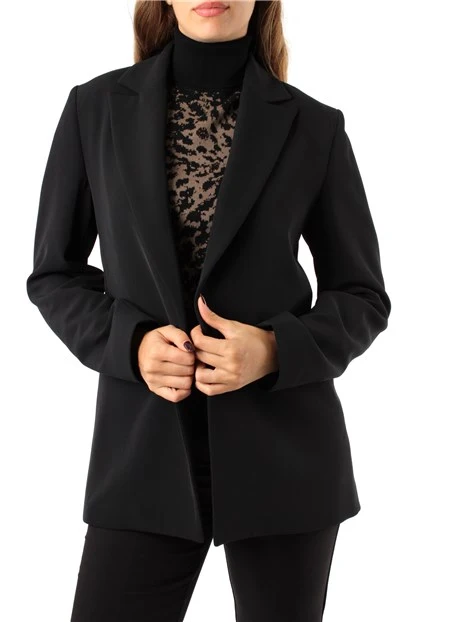 GIACCA BLAZER IN CADY SENZA BOTTONI DONNA NERO