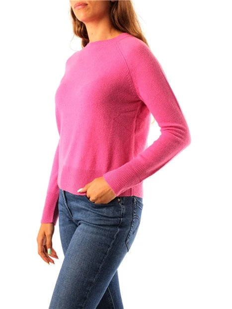 MAGLIA GIROCOLLO FILATO LANA E CASHMERE DONNA ROSA