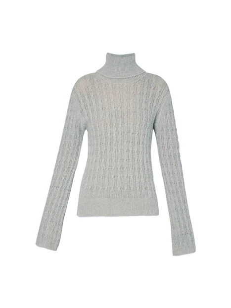 MAGLIA DOLCEVITA MISTO ALPACA CON INTRECCI DONNA GRIGIO