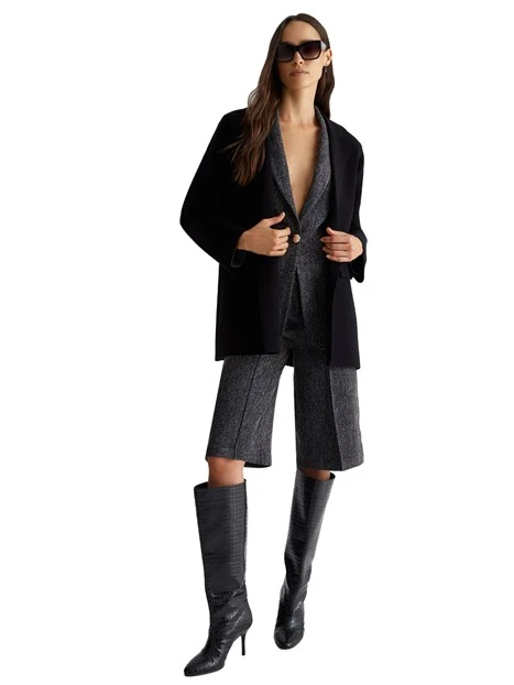 BLAZER MONOPETTO IN MISTO VISCOSA DONNA NERO