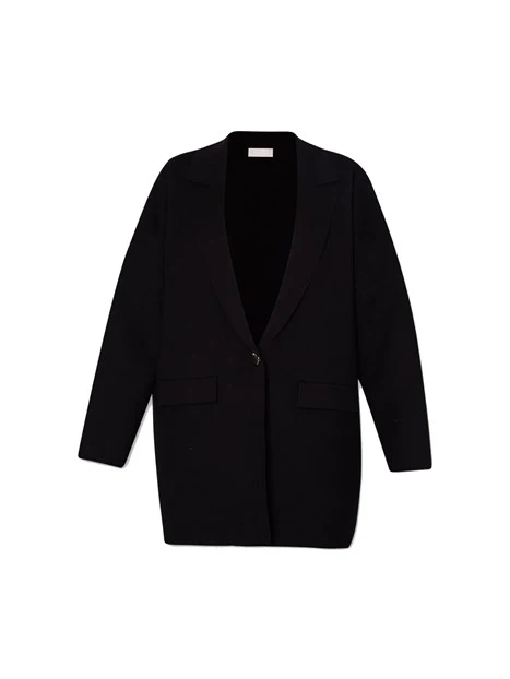 BLAZER MONOPETTO IN MISTO VISCOSA DONNA NERO