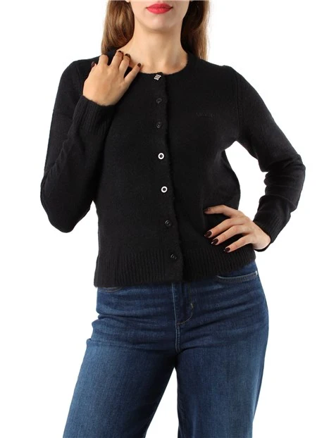 CARDIGAN IN MISTO LANA E ALPACA DONNA NERO