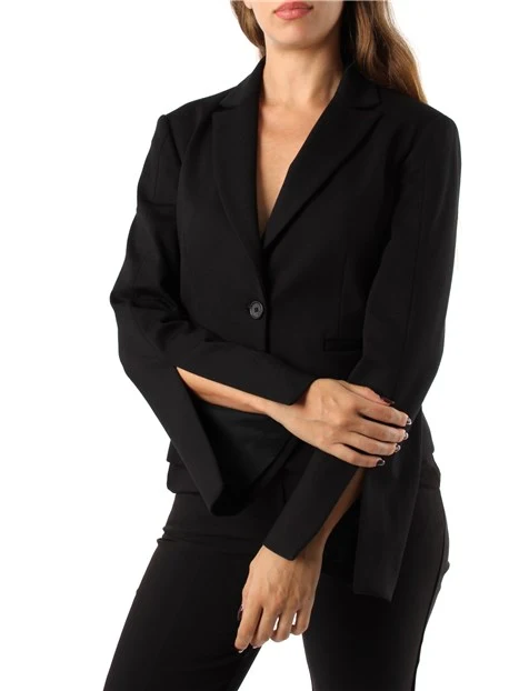 GIACCA BLAZER MONOPETTO CON SPACCHETTI SULLE MANICHE DONNA NERO