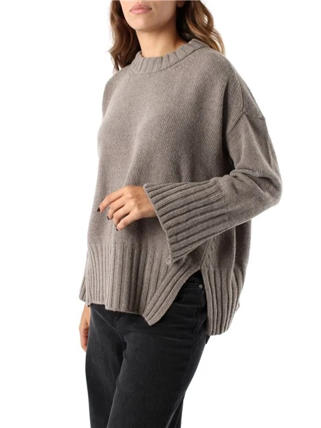 MAGLIA GIROCOLLO IN LANA CASHMERE DONNA GRIGIO