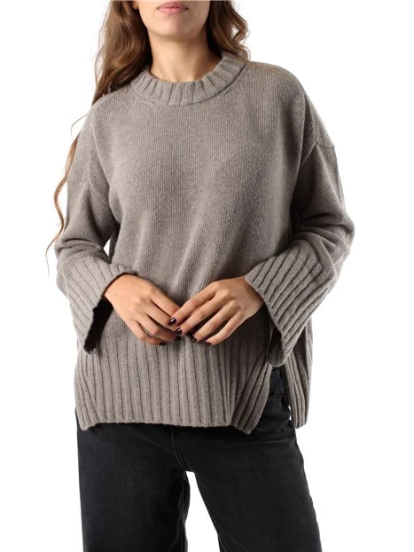 MAGLIA GIROCOLLO IN LANA CASHMERE DONNA GRIGIO