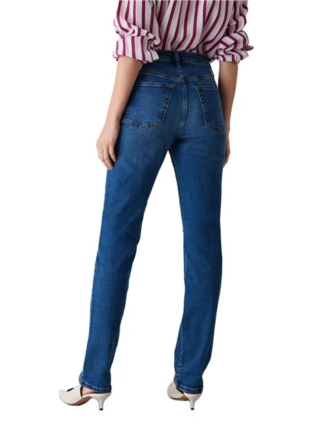 JEANS REGULAR IN DENIM DI COTONE ELASTICO DONNA BLU