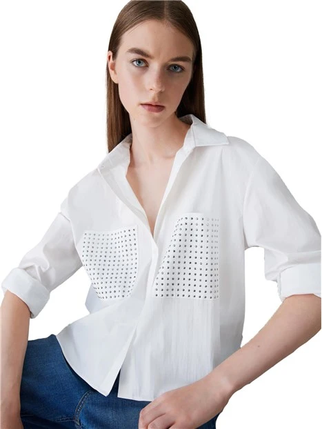 CAMICIA CON BORCHIE DONNA BIANCO