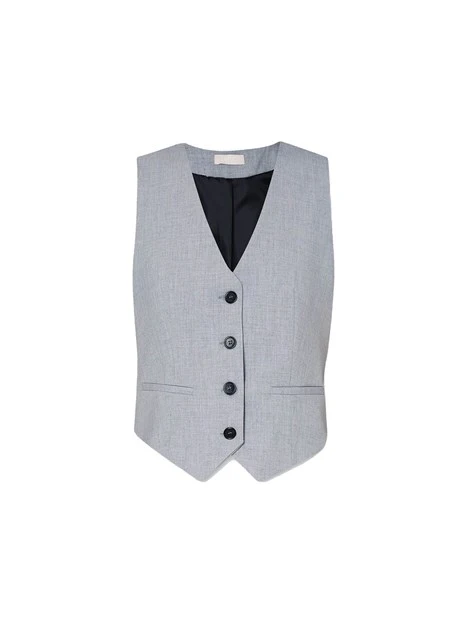 GILET CON SCOLLO A V DONNA GRIGIO