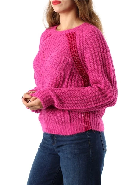 MAGLIA GIROCOLLO MISTO ALPACA DONNA FUCSIA