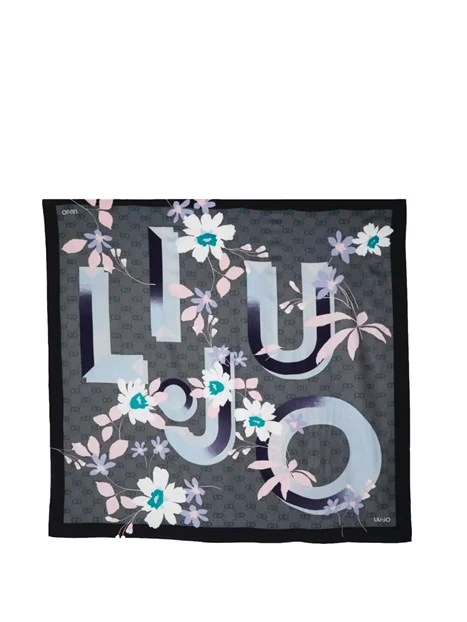 FOULARD CON LOGO A FANTASIA DONNA NERO