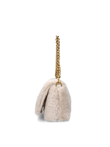 BORSA A SPALLA LAPUFFY IN PELLICCIA SINTETICA DONNA BEIGE